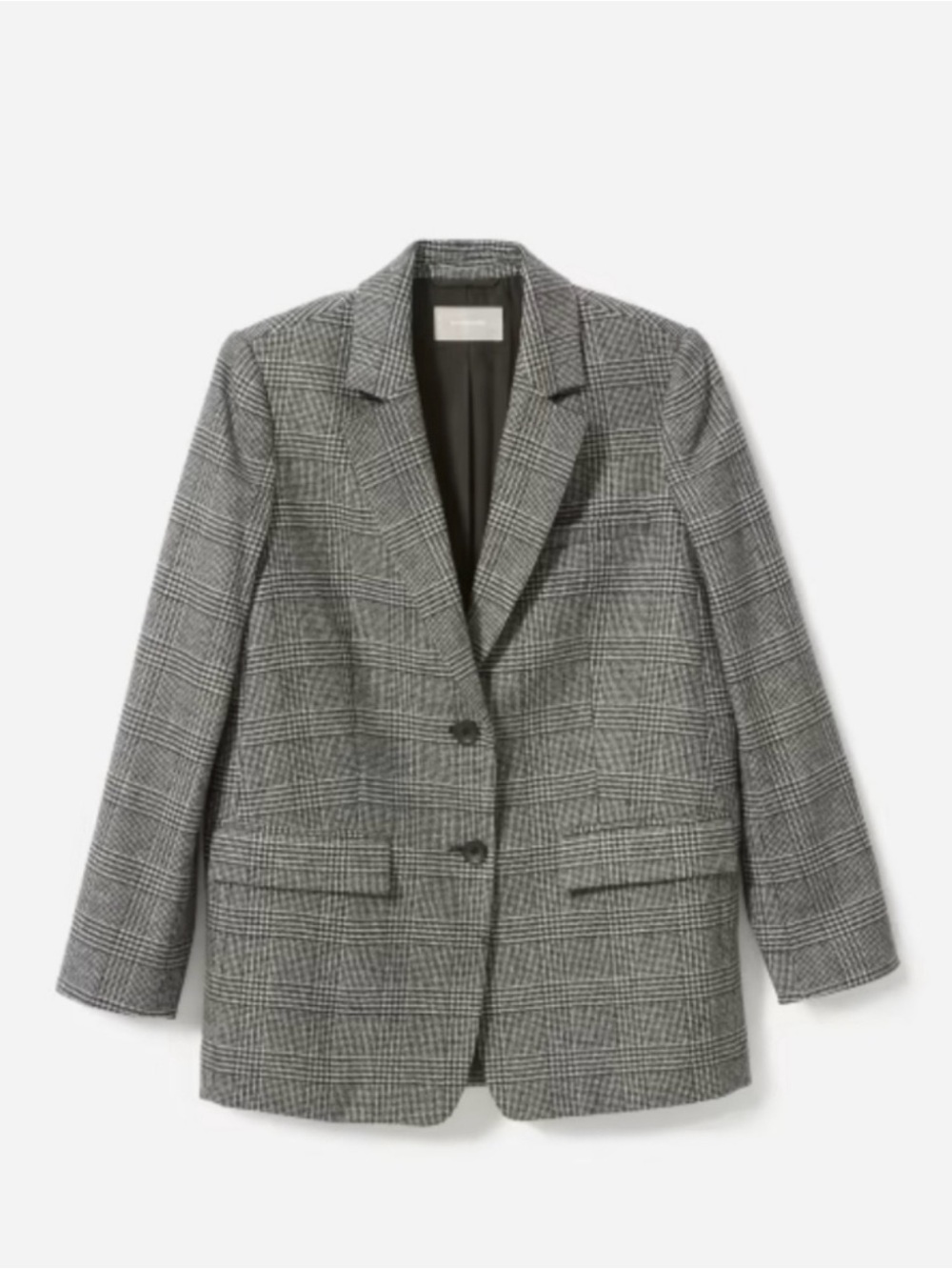 Everlane Gray Glen Plaid Double-Breasted Blazer
